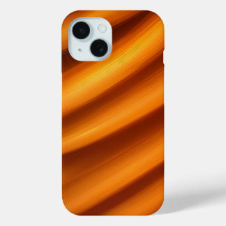 鮮やかなオレンジスワールアート iPhone 15ケース