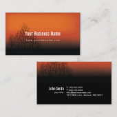 鮮やかなオレンジ日没または薄暗がりの木の名刺 名刺 (正面/裏面)