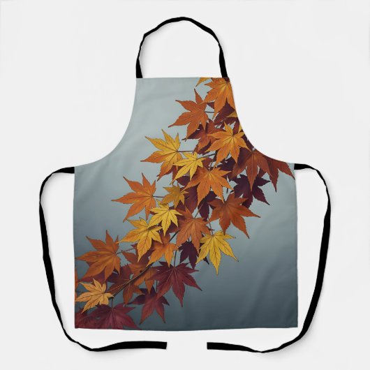 鮮やかなオレンジ色と黄色のカエデの葉 紅葉 エプロン (正面)