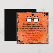 鮮やかなオレンジ色のグランジファッションのフクロウパンク ウェディング招待状 招待状 (正面/裏面)