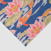 鮮やかなオレンジ色のコイフィッシュピンクフラワーダークブルーラップ 薄葉紙 (詳細)