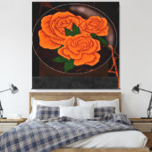 鮮やかなオレンジ色のバラ キャンバスプリント (インサイチュ (寝室))