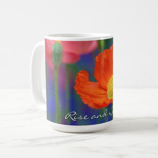 鮮やかなオレンジ色のポピーの花 コーヒーマグカップ (正面左)