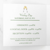 鮮やかなオレンジ色の夢のウェディングトリフォールドカード 三つ折り案内状 (内部最初)