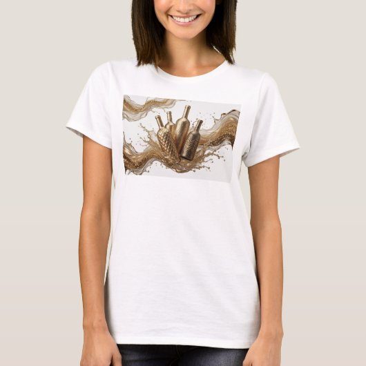 鮮やかなオレンジ色の抽象芸術ファッションプリント Tシャツ (正面)