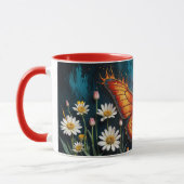 鮮やかなオレンジ色の昆虫蝶カモミールの花 マグカップ (左)