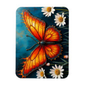 鮮やかなオレンジ色の昆虫蝶カモミールの花 マグネット (縦)