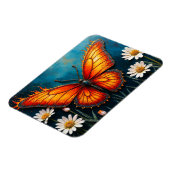 鮮やかなオレンジ色の昆虫蝶カモミールの花 マグネット (左側)