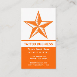 鮮やかなオレンジ色の白いタトゥースターの名刺 名刺