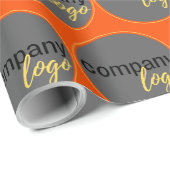 鮮やかなオレンジ色の繰り返しパターンのビジネスロゴ ラッピングペーパー (ロールコーナー)