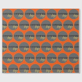 鮮やかなオレンジ色の繰り返しパターンのビジネスロゴ ラッピングペーパー (フラット)