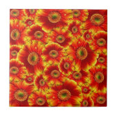 鮮やかなオレンジ色の花が咲き乱れる タイル (正面)