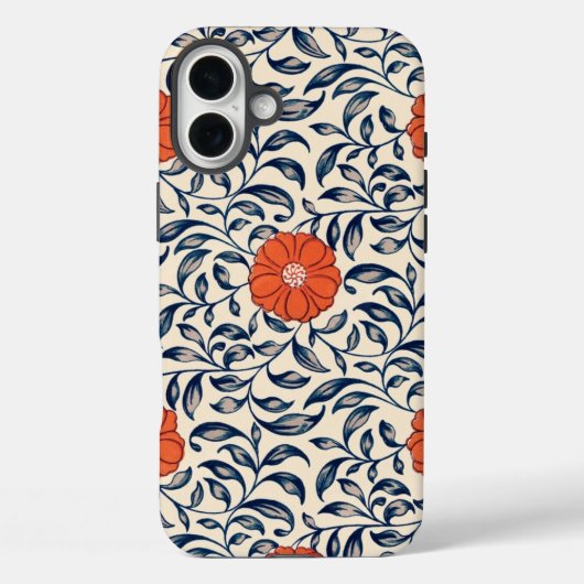 鮮やかなオレンジ色の花のシームレスな花柄 Case-Mate iPhoneケース (裏面)