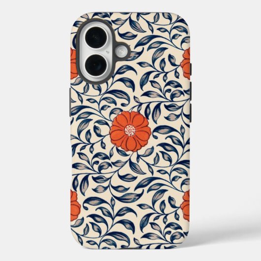 鮮やかなオレンジ色の花のシームレスな花柄 Case-Mate iPhoneケース (裏面)
