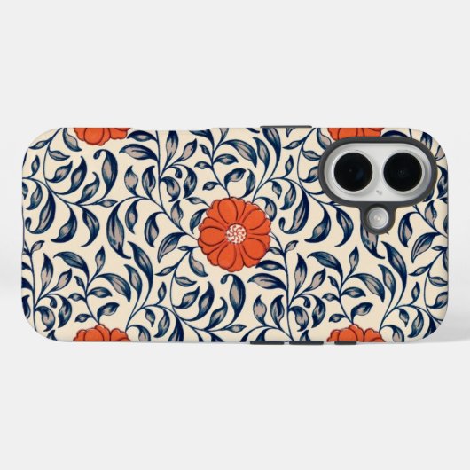 鮮やかなオレンジ色の花のシームレスな花柄 Case-Mate iPhoneケース (裏面 (横))