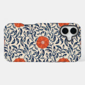 鮮やかなオレンジ色の花のシームレスな花柄 iPhoneケース (裏面横)