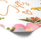 鮮やかなオレンジ色の花のスクリプトギフト ブライダルシャワー ポスター (角)