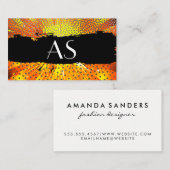 鮮やかなオレンジ色の赤 | ドットパターン | モノグラム 名刺 (正面/裏面)