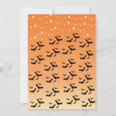 鮮やかなオレンジ色の黒い幽霊屋敷ハロウィン 招待状 (裏面)