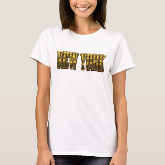鮮やかなオレンジ色のNEW YORK オーダーメイドTシャツ Tシャツ (正面)