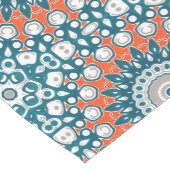 鮮やかなオレンジ＆ターコイズのマンダラ幾何学的なトーテムパターン ミディアムテーブルランナー (コーナー)