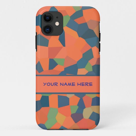 鮮やかなオレンジ、濃い青、緑のモザイクパターン Case-Mate iPhoneケース (裏面)