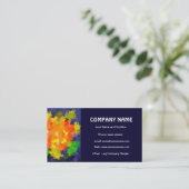 鮮やかなオレンジ、緑、ネイビーブルーの名刺 名刺 (スタンド正面)