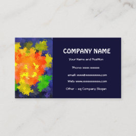 鮮やかなオレンジ、緑、ネイビーブルーの名刺 名刺