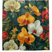 鮮やかなオーキッドメドレーの水彩画 シャワーカーテン (正面)