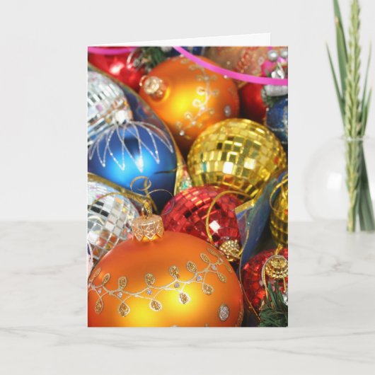 鮮やかなオーナメント、クリスマスカード シーズンカード (正面)