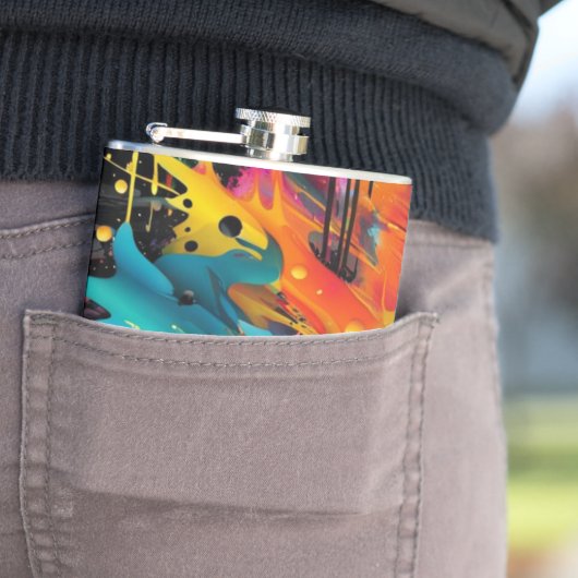 鮮やかなカオス・スプラッシュ・グラフィティ フラスク (インサイチュ)