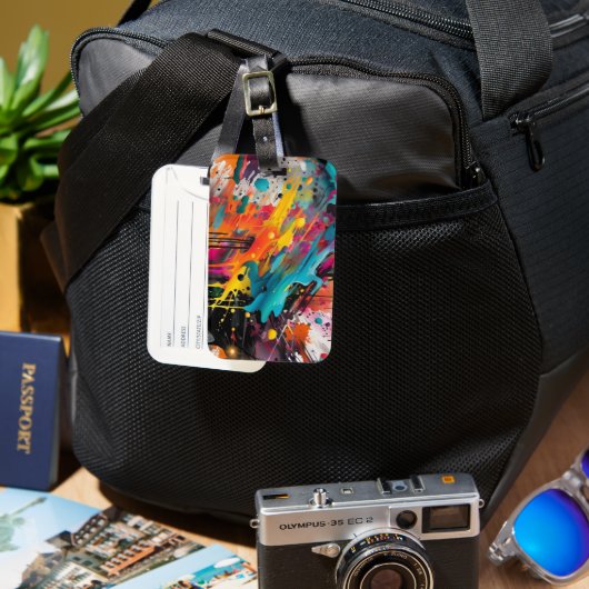 鮮やかなカオス・スプラッシュ・グラフィティ ラゲッジタグ (正面&裏面)