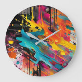 鮮やかなカオス スプラッシュ グラフィティ ラージ壁時計 (正面)