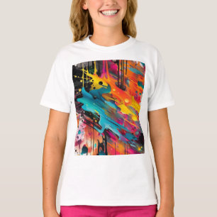 鮮やかなカオス スプラッシュ グラフィティ Tシャツ