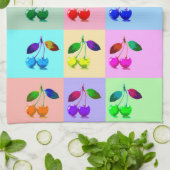 鮮やかなカラフルさくらんぼ – アポップ・アートのート キッチンタオル (折り畳み)