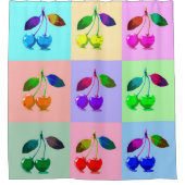 鮮やかなカラフルさくらんぼ – アポップ・アートのート シャワーカーテン (正面)