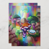 鮮やかなカラフルなサイケデリックパターン 招待状 (正面/裏面)