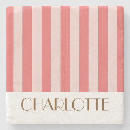 鮮やかなカラフルなストライプのピンクのトレンディなウェディング ストーンコースター