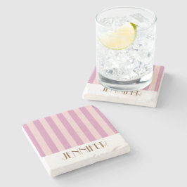 鮮やかなカラフルなストライプの紫のトレンディなウェディング ストーンコースター