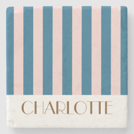 鮮やかなカラフルなストライプ ネイビーブルー ウェディング ストーンコースター