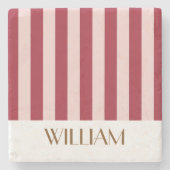 鮮やかなカラフルなストライプ 赤 おしゃれなウェディング ストーンコースター (正面)