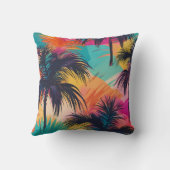 鮮やかなカラフルなトロピカルパームツリー クッション (裏面)