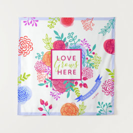 鮮やかなカラフルなボールドスプリングフラワースケッチブーケ タペストリー