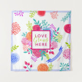 鮮やかなカラフルなボールドスプリング フラワースケッチブーケ タペストリー (正面)