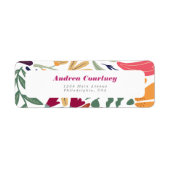 鮮やかなカラフルなミスマッチ フラワーブライダルシャワー ラベル (正面)