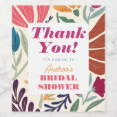 鮮やかなカラフルなミスマッチ フラワーブライダルシャワー ワインラベル (シングルラベル)