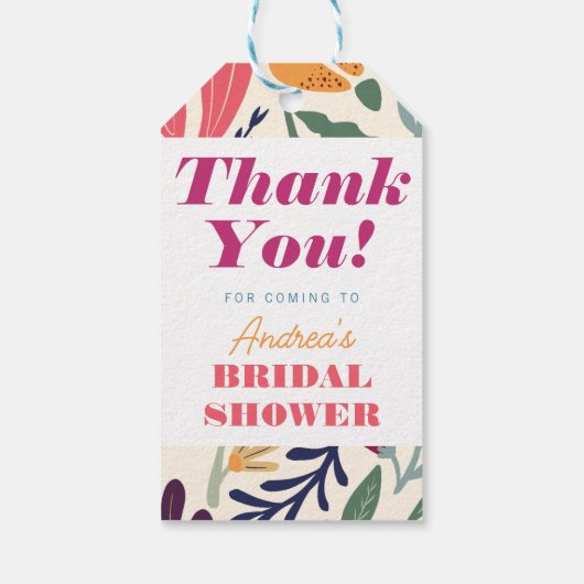 鮮やかなカラフルなミスマッチ フラワー ブライダル シャワー ギフトタグ (裏面)