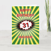 鮮やかなカラフルな名前 年齢 レトロ 誕生日 カード (正面)