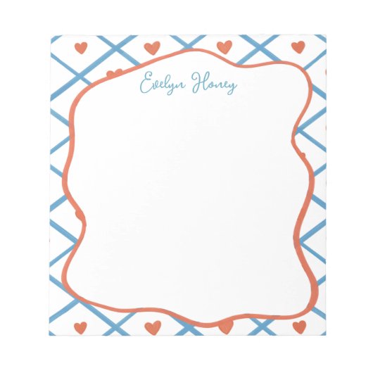 鮮やかなカラフルな大胆な色の波状の境界線のノート ノートパッド (正面)