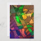 鮮やかなカラフルな幾何学模様の卒業パーティー 招待状 (裏面)